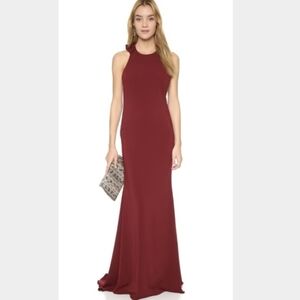 Badgley Mischka Ruffle Back Burgundy Evening Gown - Size 16 - New With Tags
